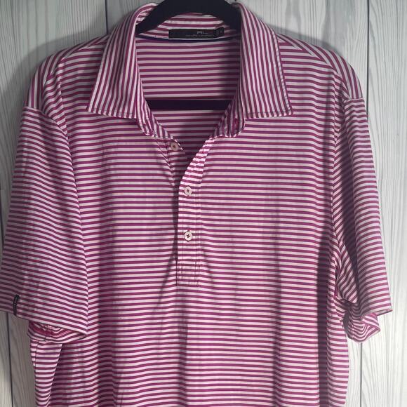 RLX Polo Shirt Mens Extra Large Pink White Ralph Lauren Golf Performance - Picture 1 of 8
